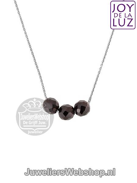 JOY de la LUZ JLN034-42 Layered Necklace 3 Stone Black 42-45cm